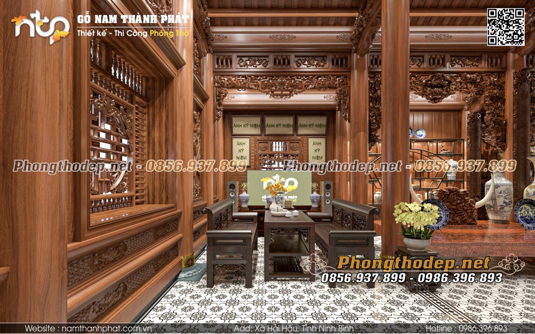 Không gian tiếp khách mộc mạc mà sang trọng